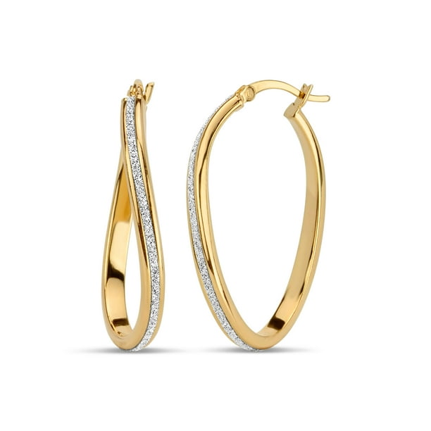Hoop Earrings SML OVAL GLITTER LIGHTZ HOOP EAR Hoop Earrings SML OVAL GLITTER LIGHTZ HOOP EAR